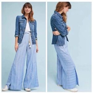 Ett:twa by Anthropologie Wide Leg Linen Pants Side Slits